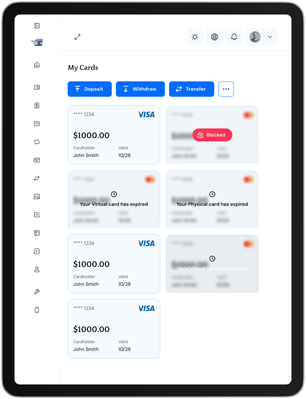 Tablet dashboard preview