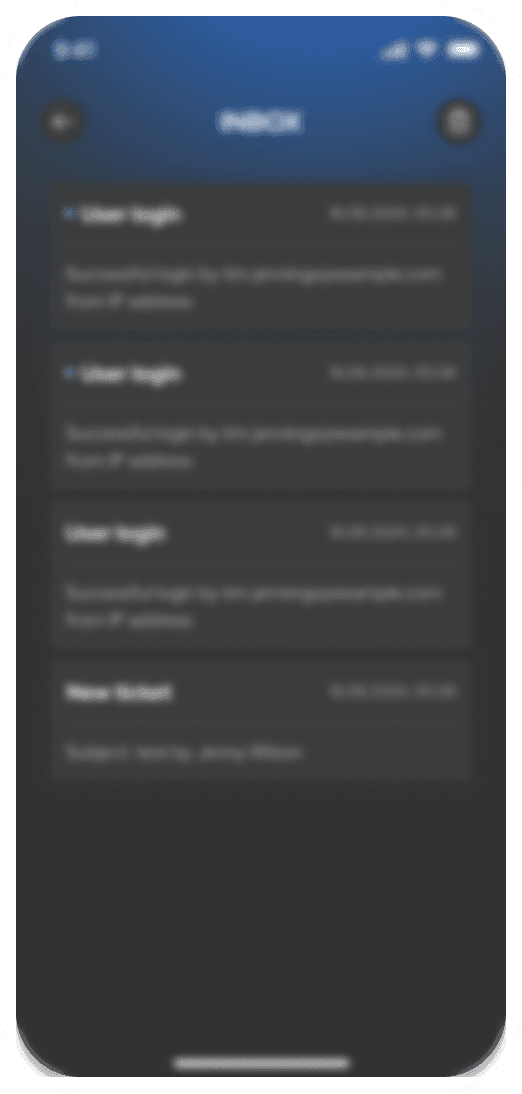 Decor: blurred Mobile UI (inbox)